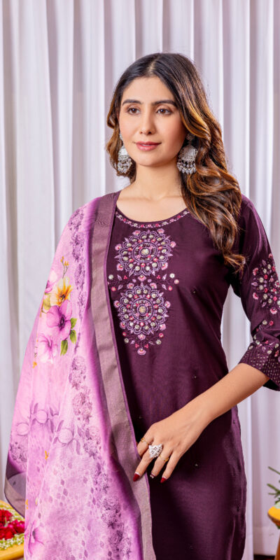 DIVA 111 Wine Viscose Silk Salwar Suit with Thread Embroidery Work. Best Price ₹2049. Delivery 4-6 Working Days. Shop now. | Jump Suits, Salwar suit, Casual Suits, Creative suits, Designer Suits, Palazzo Suits, Party Wear Suits, Patiala Suits, Straight Suits