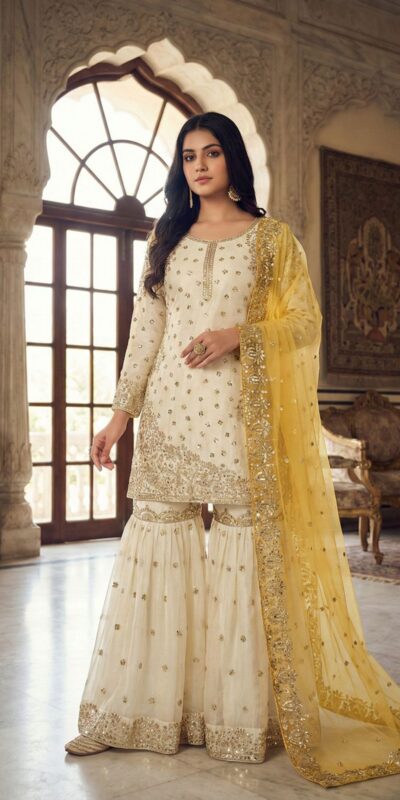 JF 041 Yellow Fendy Silk Salwar Suitwith Embroidery Work & Lace Work. Now at just ₹2149. Delivery 4-6 Working Days. Shop now. | Jump Suits, Salwar suit, Casual Suits, Creative suits, Designer Suits, Palazzo Suits, Party Wear Suits, Patiala Suits, Straight Suits