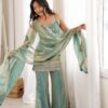 Perfect Sea Green Fendy Silk Sequence Work Salwar Suit