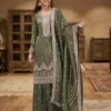 Super Green Gold Crush Embroidery Work Salwar Suit