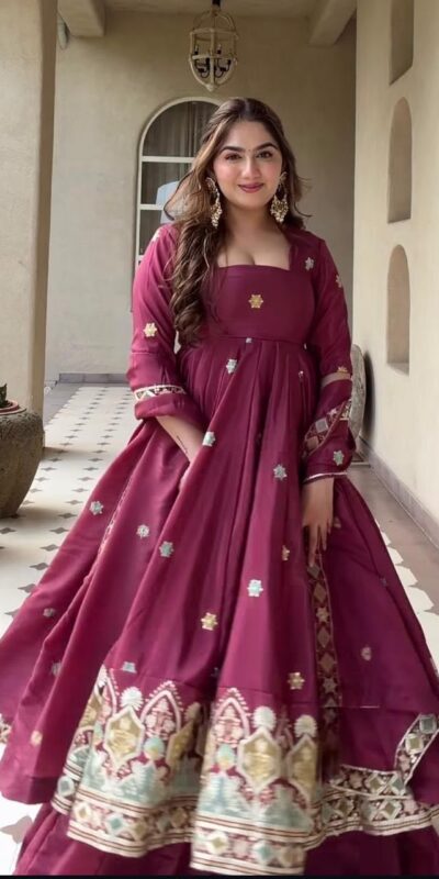 MD 3097 Red Color Natural Crep Anarkali Suit with Embroidery Work. Exclusive Offer ₹2649. Delivery 4-6 Working Days. Shop now. | Anarkali Suits, Bollywood Anarkali, Creative-Anarkali, Designer Anarkali, Embroidered Anarkali, Party Wear Anarkali