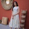 Classic White Cotton Printed Work Kurti
