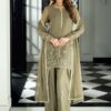 Cool Sage Green Faux Georgette Sequence Work Salwar Suit