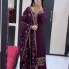 Cool Wine Georgette Embroidery Work Salwar Suit