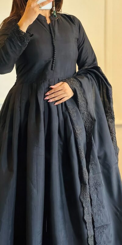 VLM 337 Black Roman Silk Gown Perfect for Wedding, Party, Ethnic Day, Haldi, Diwali – . Festive Deal ₹2099. Delivery 4-6 Working Days. Shop now. | Gowns, Bollywood Gowns, Creative Gowns, Designer Gowns, Embroidered Gowns, Party Wear Gowns