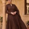 VLM 337 Brown Roman Silk Gown Perfect for Wedding, Party, Ethnic Day, Haldi, Diwali – . Festive Deal ₹2099. Delivery 4-6 Working Days. Shop now. | Gowns, Bollywood Gowns, Creative Gowns, Designer Gowns, Embroidered Gowns, Party Wear Gowns