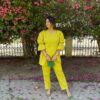 Fancy Lime Yellow Cotton Embroidery Work Salwar Suit