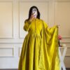 VLM 337 Lime Yellow Roman Silk Gown Perfect for Wedding, Party, Ethnic Day, Haldi, Diwali – . Festive Deal ₹2099. Delivery 4-6 Working Days. Shop now. | Gowns, Bollywood Gowns, Creative Gowns, Designer Gowns, Embroidered Gowns, Party Wear Gowns