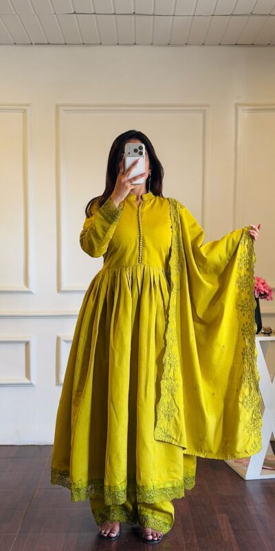 VLM 337 Lime Yellow Roman Silk Gown Perfect for Wedding, Party, Ethnic Day, Haldi, Diwali – . Festive Deal ₹2099. Delivery 4-6 Working Days. Shop now. | Gowns, Bollywood Gowns, Creative Gowns, Designer Gowns, Embroidered Gowns, Party Wear Gowns