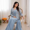 BB 62 Powder Blue Crap Silk Saree with Embroidery Work. Wedding, Party, Festive, Events Festive Deal ₹2499. Delivery 4-6 Working Days. Shop now. | Sarees, Bollywood Sarees, Creative Sarees, Designer Sarees, Embroidered Sarees, Ethnic Saree, Modern Digital sarees, Party Wear Sarees