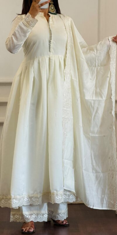 VLM 337 White Roman Silk Gown Perfect for Wedding, Party, Ethnic Day, Haldi, Diwali – . Festive Deal ₹2099. Delivery 4-6 Working Days. Shop now. | Gowns, Bollywood Gowns, Creative Gowns, Designer Gowns, Embroidered Gowns, Party Wear Gowns