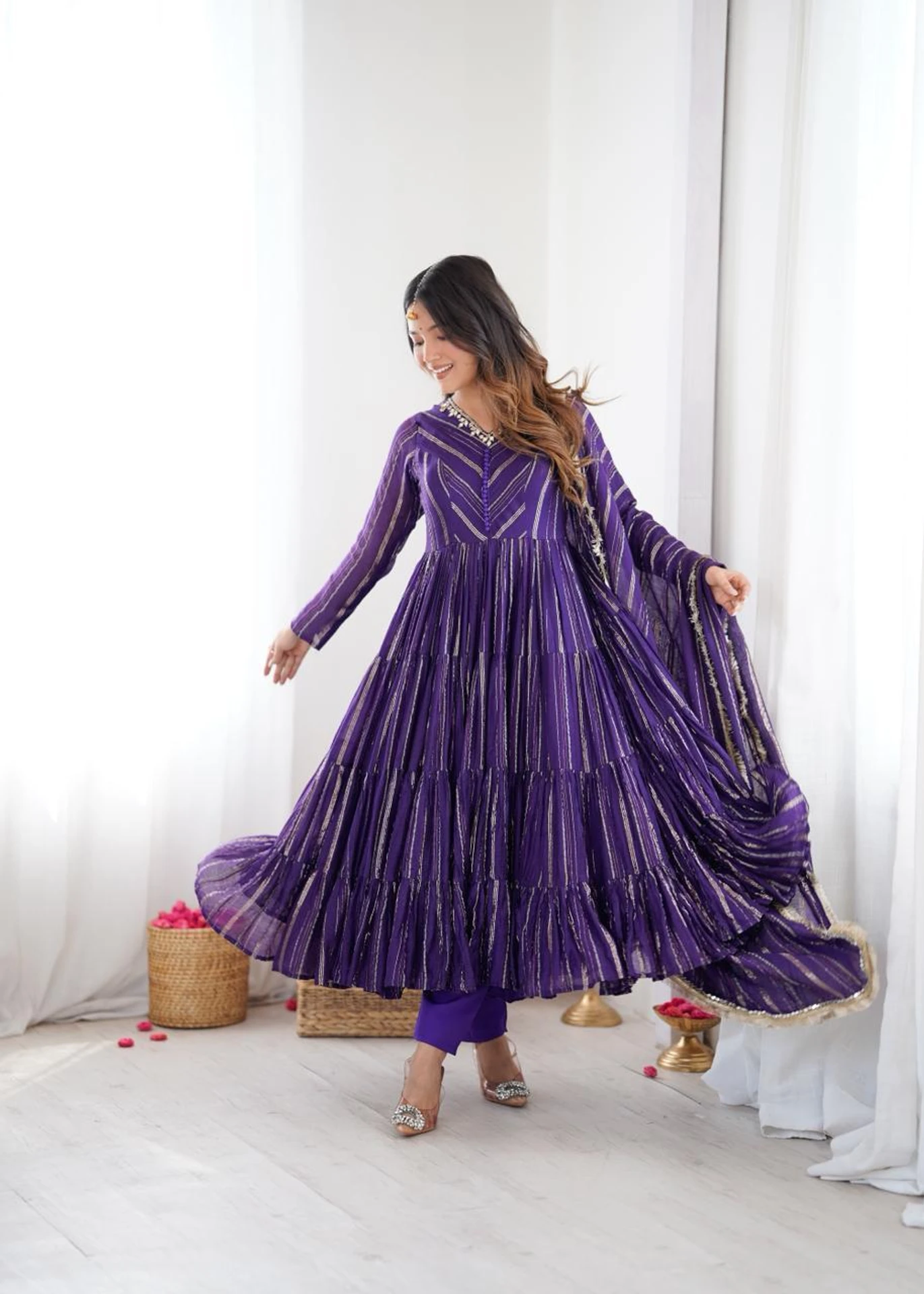 SRK 5305 Purple Color Mal Chanderi Gown with Mirror Work & Lace Work. Grab it for ₹2399. Delivery 4-6 Working Days. Shop now. | Gowns, Bollywood Gowns, Creative Gowns, Designer Gowns, Embroidered Gowns, Party Wear Gowns