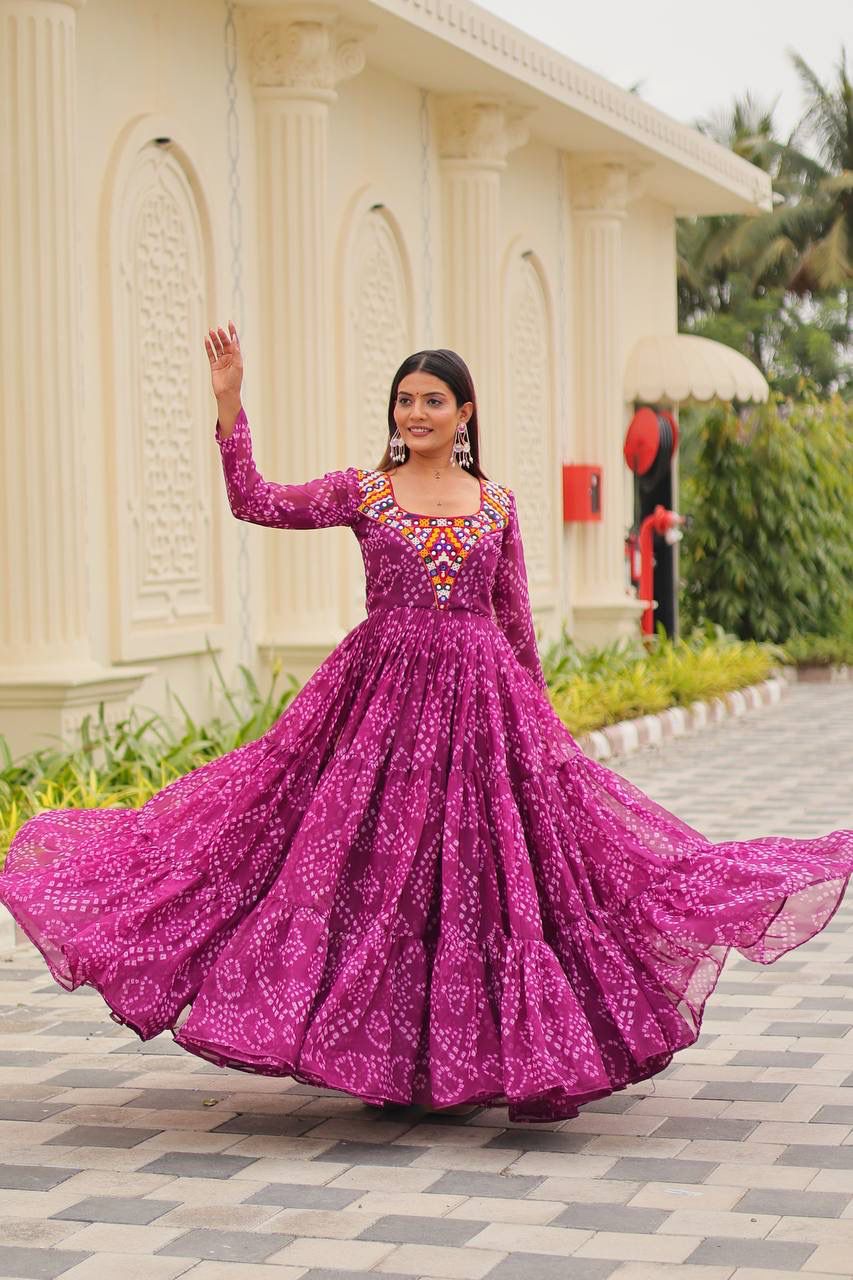 Ram 119 Pink Faux Georgette Gown with Mirror Work. Wedding, Party, Festive, Events Special Price ₹1899. Delivery 4-6 Working Days. Shop now. | Gowns, Bollywood Gowns, Creative Gowns, Designer Gowns, Embroidered Gowns, Party Wear Gowns