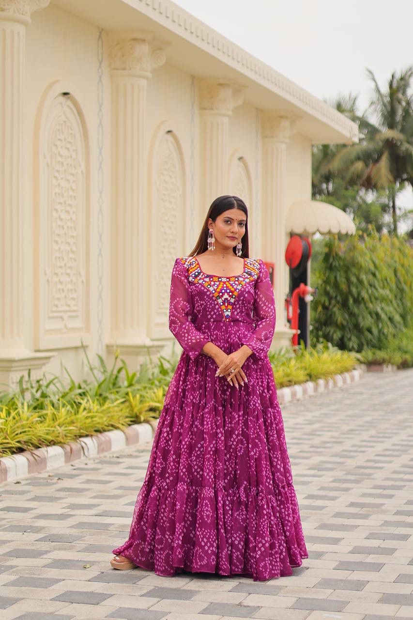 Ram 119 Pink Faux Georgette Gown with Mirror Work. Wedding, Party, Festive, Events Special Price ₹1899. Delivery 4-6 Working Days. Shop now. | Gowns, Bollywood Gowns, Creative Gowns, Designer Gowns, Embroidered Gowns, Party Wear Gowns