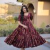 Magical Maroon Cotton Printed Work Kurti