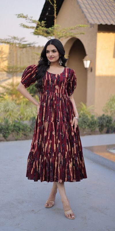 KA 1252 Maroon Cotton Kurti with Printed Work.Wedding, Party, Festive, Events, Exclusive Offer ₹1569. Delivery 4-6 Working Days. Shop now. | Kurti, Bollywood Kurti, Creative Kurtis, Designer Kurti, Party Wear Kurti, Selfie Kurti