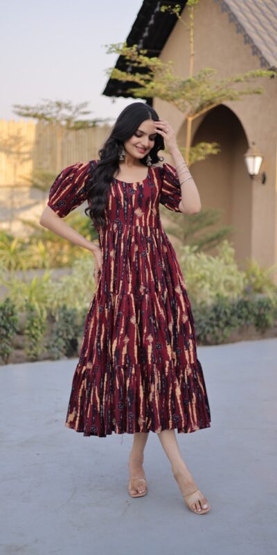 KA 1252 Maroon Cotton Kurti with Printed Work.Wedding, Party, Festive, Events, Exclusive Offer ₹1569. Delivery 4-6 Working Days. Shop now. | Kurti, Bollywood Kurti, Creative Kurtis, Designer Kurti, Party Wear Kurti, Selfie Kurti
