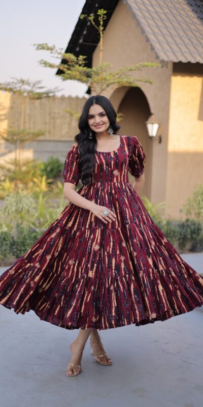 KA 1252 Maroon Cotton Kurti with Printed Work.Wedding, Party, Festive, Events, Exclusive Offer ₹1569. Delivery 4-6 Working Days. Shop now. | Kurti, Bollywood Kurti, Creative Kurtis, Designer Kurti, Party Wear Kurti, Selfie Kurti