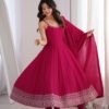 KB 305 Pink Roman Silk Chanderi Anarkali Suit with Thread Embroidery & Embroidery Work. Special Price ₹2149. Delivery 4-6 Working Days. Shop now. | Anarkali Suits, Bollywood Anarkali, Creative-Anarkali, Designer Anarkali, Embroidered Anarkali, Party Wear Anarkali