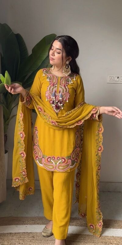 SRK 5348 Mustered Color Georgette Mirror Embroidery Work Salwar Suit . Best Price ₹2399. Delivery 4-6 Working Days. Shop now. | Jump Suits, Salwar suit, Casual Suits, Creative suits, Designer Suits, Palazzo Suits, Party Wear Suits, Patiala Suits, Straight Suits