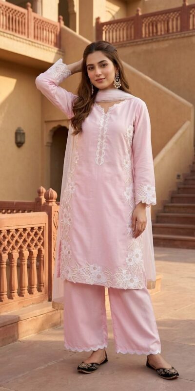 ST 213 Pink Color Natural Crep Salwar Suit with Embroidery Work. Wedding, Party, Festive, Best Price ₹1899. Delivery 4-6 Working Days. Shop now. | Jump Suits, Salwar suit, Casual Suits, Creative suits, Designer Suits, Palazzo Suits, Party Wear Suits, Patiala Suits, Straight Suits