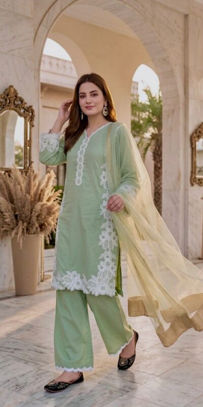 ST 213 Pista Color Natural Crep Salwar Suit with Embroidery Work. Wedding, Party, Festive, Best Price ₹1899. Delivery 4-6 Working Days. Shop now. | Jump Suits, Salwar suit, Casual Suits, Creative suits, Designer Suits, Palazzo Suits, Party Wear Suits, Patiala Suits, Straight Suits