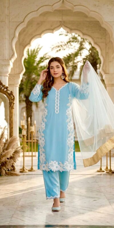 ST 213 Sky Blue Color Natural Crep Salwar Suit with Embroidery Work. Wedding, Party, Festive, Best Price ₹1899. Delivery 4-6 Working Days. Shop now. | Jump Suits, Salwar suit, Casual Suits, Creative suits, Designer Suits, Palazzo Suits, Party Wear Suits, Patiala Suits, Straight Suits