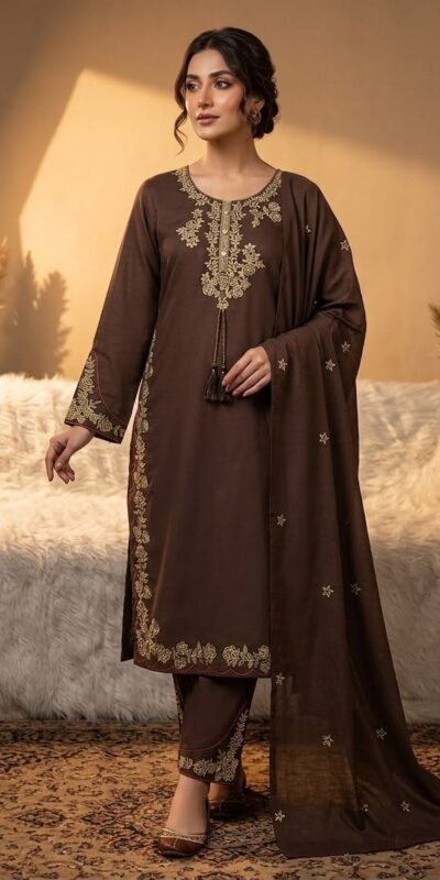 BE 473 Brown Color Roman Silk Salwar Suit with Embroidery Work. Available at ₹1999 only. Delivery 4-6 Working Days. Shop now. | Jump Suits, Salwar suit, Casual Suits, Creative suits, Designer Suits, Palazzo Suits, Party Wear Suits, Patiala Suits, Straight Suits