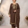 BE 473 Brown Color Roman Silk Salwar Suit with Embroidery Work. Available at ₹1999 only. Delivery 4-6 Working Days. Shop now. | Jump Suits, Salwar suit, Casual Suits, Creative suits, Designer Suits, Palazzo Suits, Party Wear Suits, Patiala Suits, Straight Suits