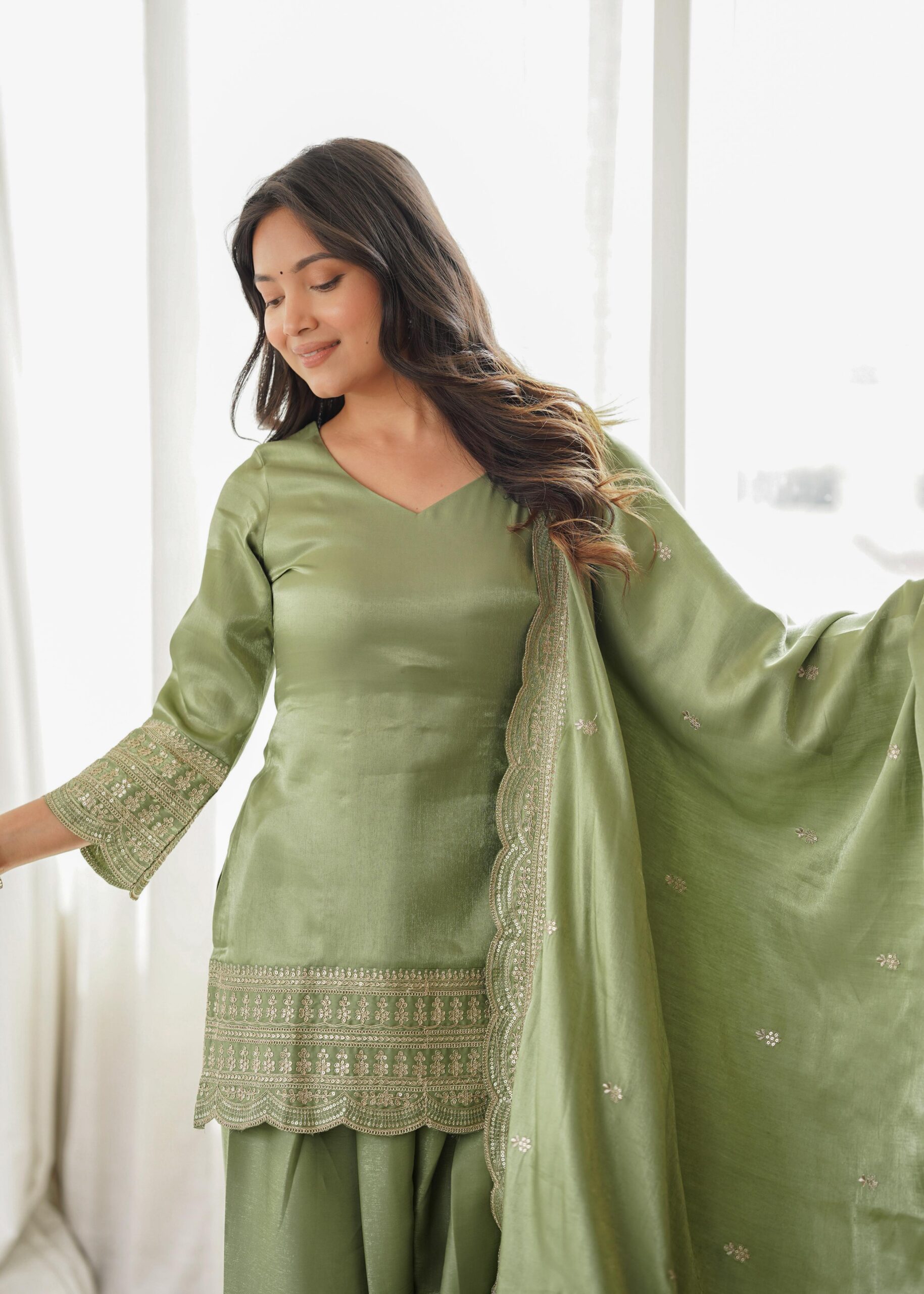 KB 304 Pista Color Roman Silk Salwar Suit with Embroidery Work. Available at ₹1999 only. Delivery 4-6 Working Days. Shop now. | Jump Suits, Salwar suit, Casual Suits, Creative suits, Designer Suits, Palazzo Suits, Party Wear Suits, Patiala Suits, Straight Suits