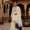 Simple Off White Crape Silk Embroidery Work Salwar Suit