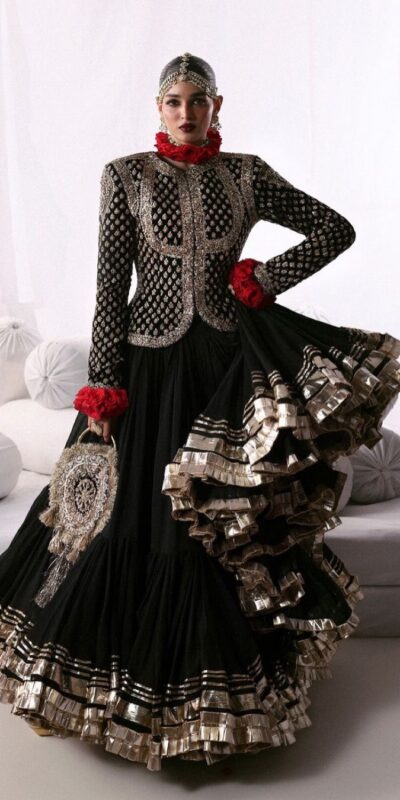 RTC 6036 Black Faux Georgette Lehenga Choli Perfect for Wedding, Party, Festival Celebrations, Ganesh Chaturthi, Diwali – . Introductory Price ₹2149. | Lehenga, Bollywood Lehenga, Creative Lehenga, Designer Lehenga, Embroidered Lehenga, Party Wear Lehenga