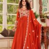 Ram 176 Orange Vichitra Silk Gown Perfect for Wedding, Party, Holi, Anniversary, Mehendi –. Grab it for ₹2049. Delivery 4-6 Working Days. Shop now. | Gowns, Bollywood Gowns, Creative Gowns, Designer Gowns, Embroidered Gowns, Party Wear Gowns