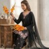 Super Black French Crape Embroidery Work Salwar Suit