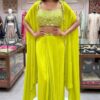 Super Lime Green French Crape Mirror Work Salwar Suit