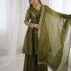 ZSR 3134 Mahendi Crunchy Silk Salwar Suit Perfect for Wedding, Party, Sangeet, Anniversary, Housewarming Introductory Price ₹2399. Delivery 4-6 | Jump Suits, Salwar suit, Casual Suits, Creative suits, Designer Suits, Palazzo Suits, Party Wear Suits, Patiala Suits, Straight Suits