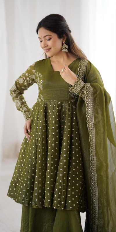 ZSR 3134 Mahendi Crunchy Silk Salwar Suit Perfect for Wedding, Party, Sangeet, Anniversary, Housewarming Introductory Price ₹2399. Delivery 4-6 | Jump Suits, Salwar suit, Casual Suits, Creative suits, Designer Suits, Palazzo Suits, Party Wear Suits, Patiala Suits, Straight Suits