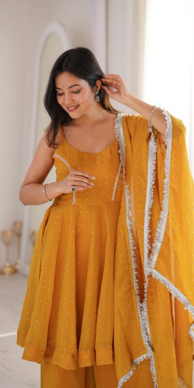 JF 046 Yellow Crunchy Silk Salwar Suit Perfect for Wedding, Party, Sangeet, Anniversary, Housewarming Introductory Price ₹2099. Delivery 4-6 | Jump Suits, Salwar suit, Casual Suits, Creative suits, Designer Suits, Palazzo Suits, Party Wear Suits, Patiala Suits, Straight Suits