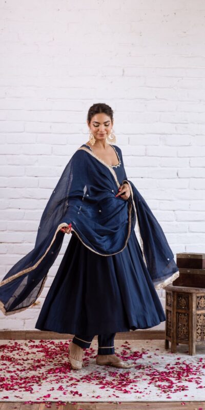 SRK 5324 Navy Blue Color Vichitra silk Gown with Bead Work & Lace Work. Now at just ₹1749. Delivery 4-6 Working Days. Shop now. | Gowns, Bollywood Gowns, Creative Gowns, Designer Gowns, Embroidered Gowns, Party Wear Gowns