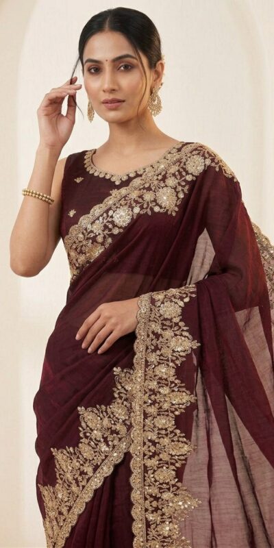 JR 670 Maroon in Space Silk Embroidery Work & Zari Work Saree . Available at ₹1949 only. Delivery 4-6 Working Days. Shop now. | Sarees, Bollywood Sarees, Creative Sarees, Designer Sarees, Embroidered Sarees, Ethnic Saree, Modern Digital sarees, Party Wear Sarees