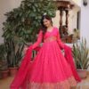 KA 1235 Pink Color Russian Silk Gown with Zari Work & Embroidery Work. Now at just ₹2499. Delivery 4-6 Working Days. Shop now. | Gowns, Bollywood Gowns, Creative Gowns, Designer Gowns, Embroidered Gowns, Party Wear Gowns