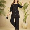 DIVA 158 Black Viscose Rayon Kurti with Embroidery Work & Mirror Work. Wedding, Party, Festive Grab it for ₹1749. Delivery 4-6 Working Days. Shop now. | Kurti, Bollywood Kurti, Creative Kurtis, Designer Kurti, Party Wear Kurti, Selfie Kurti
