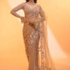 Unique Gold Butterfly Net Sequence Work Saree