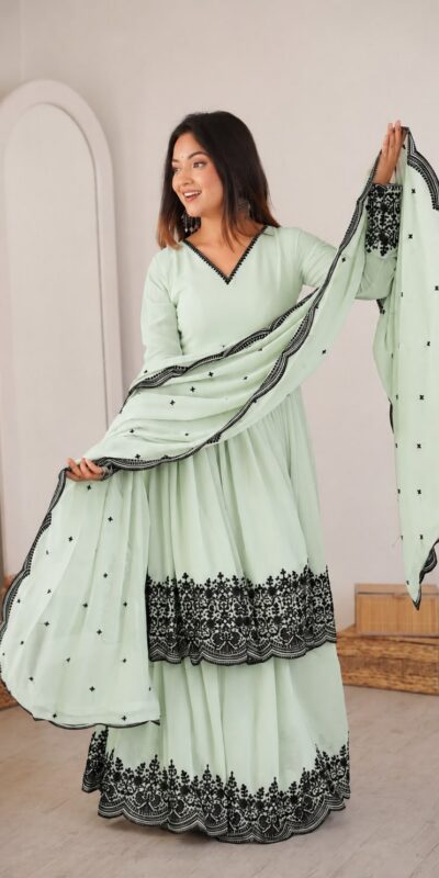SP 71 Pista Faux Georgette Salwar Suit with Embroidery Work. Available at ₹2499 only. Delivery 4-6 Working Days. Shop now. | Jump Suits, Salwar suit, Casual Suits, Creative suits, Designer Suits, Palazzo Suits, Party Wear Suits, Patiala Suits, Straight Suits