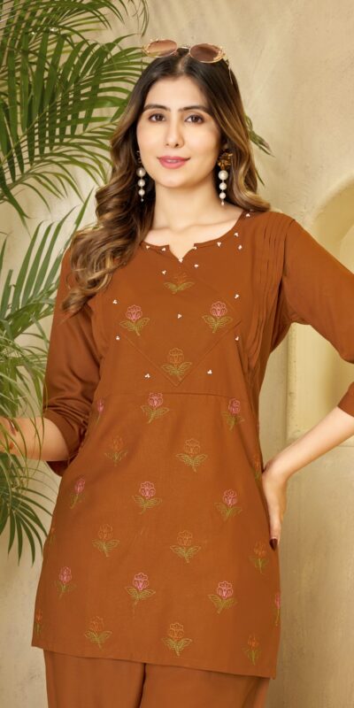 DIVA 158 Rust Viscose Rayon Kurti with Embroidery Work & Mirror Work. Wedding, Party, Festive Grab it for ₹1749. Delivery 4-6 Working Days. Shop now. | Kurti, Bollywood Kurti, Creative Kurtis, Designer Kurti, Party Wear Kurti, Selfie Kurti