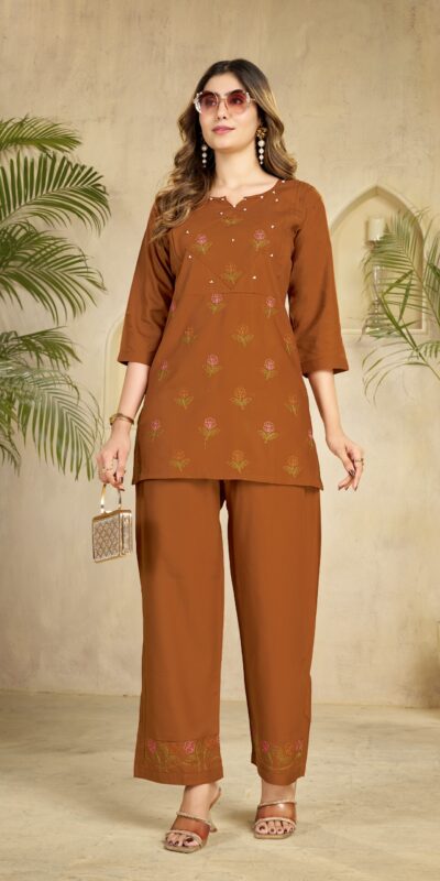 DIVA 158 Rust Viscose Rayon Kurti with Embroidery Work & Mirror Work. Wedding, Party, Festive Grab it for ₹1749. Delivery 4-6 Working Days. Shop now. | Kurti, Bollywood Kurti, Creative Kurtis, Designer Kurti, Party Wear Kurti, Selfie Kurti