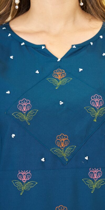 DIVA 158 Teal Viscose Rayon Kurti with Embroidery Work & Mirror Work. Wedding, Party, Festive Grab it for ₹1749. Delivery 4-6 Working Days. Shop now. | Kurti, Bollywood Kurti, Creative Kurtis, Designer Kurti, Party Wear Kurti, Selfie Kurti