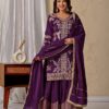 Angelic Wine Chinon Silk Embroider Work Salwar Suit