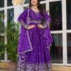 Attractive Purple American Silk Sequins Work Gown