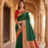 Elegant Green Soft Banarasi Silk Zari Moti Work Saree